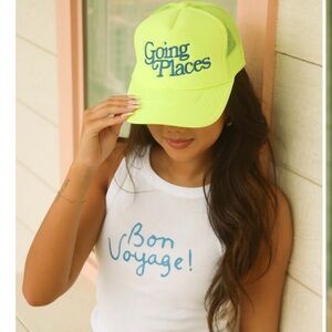 Neon Yellow 'Going Places' Cap